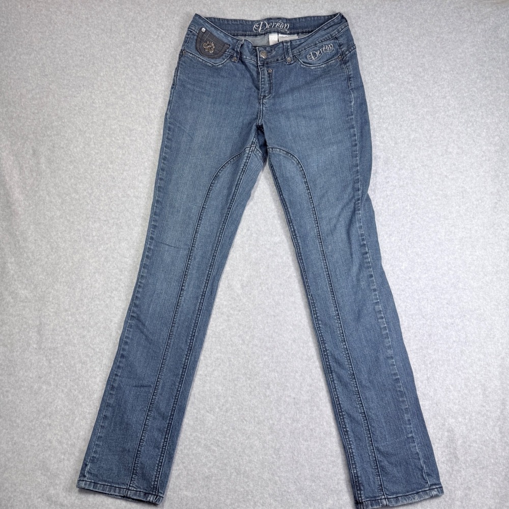 House of Dereon Jeans Womens 9/10 Blue Excellent Embroidered Y2K Straight Leg